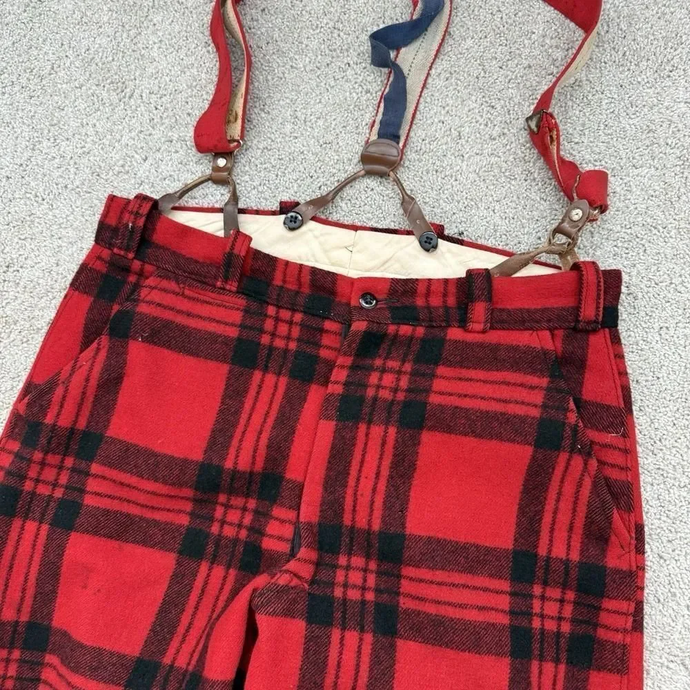 VTG Minnesota Woolen Co Buffalo Plaid Wool Mackinaw‎ Hunting Jacket Pants